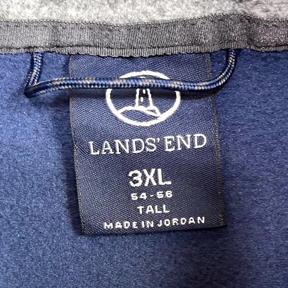 Lands End Blue 1/4 Zip Fleece Pullover Mens 3XL‎ Tall